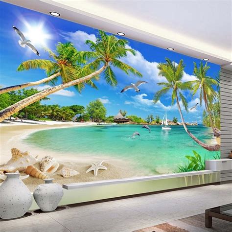 Custom 3 D Photo Wallpaper Wall Murals 3d Wallpaper Beach