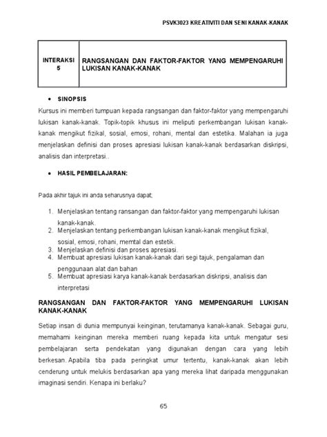 Report faktor faktor perkembangan kanak kanak. 5 - Rangsangan & Faktor Yang Mempengaruhi Lukisan Kanak-Kanak