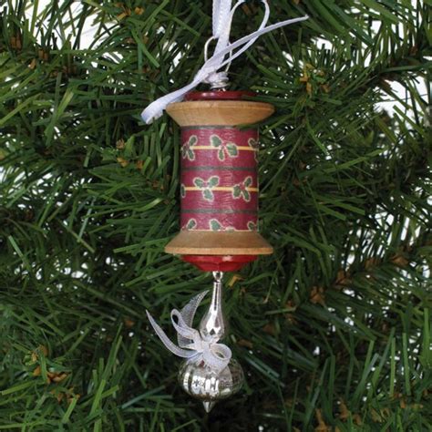 Vintage Wooden Spool Christmas Ornament