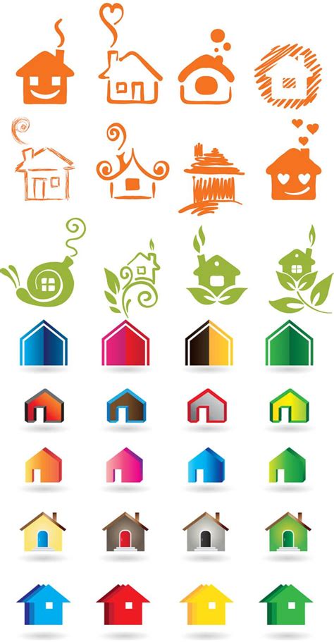 Colored House Logotypes Vector Crafter Logo Construction Logo Design