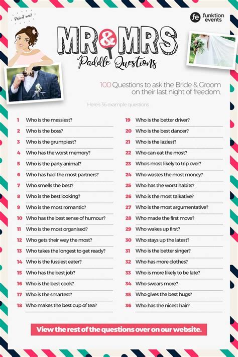 Printable Newlywed Game Questions