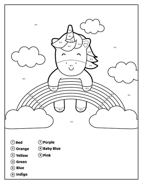 Unicorn Color By Number Coloring Pages Free Printable Coloring Pages
