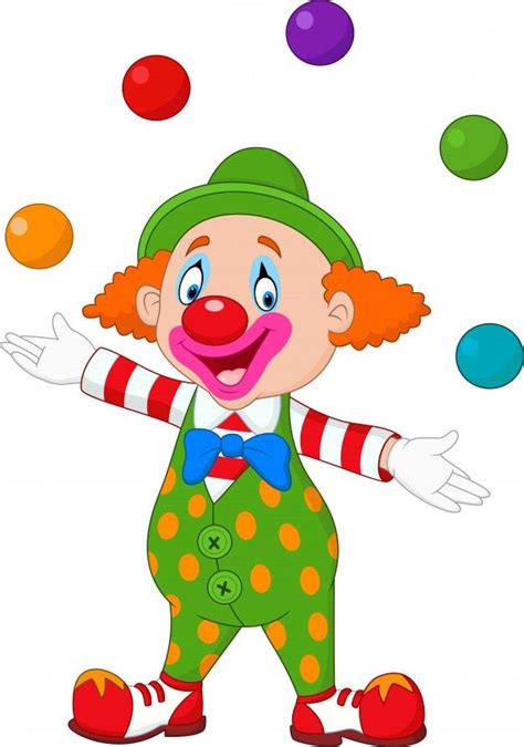 Premium Vector Happy Clown Juggling With Colorful Balls Cute Clown