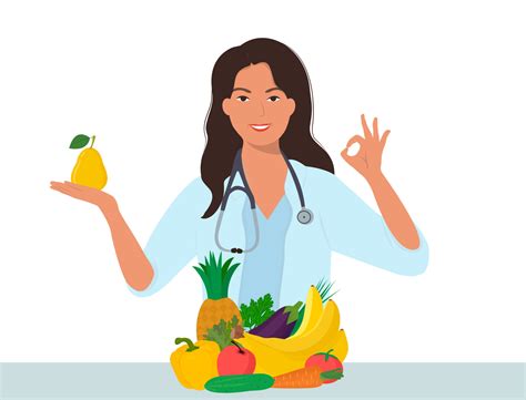 Nutrition Therapy With Healthy Food And Physical Activity Vector Illustration In Cartoon Style