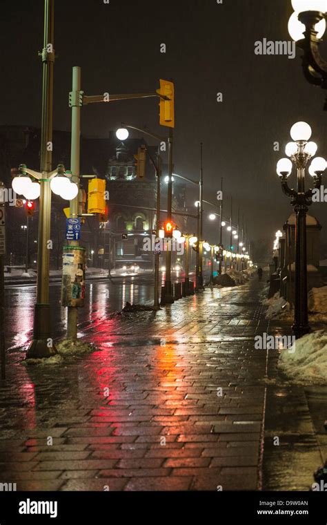 Canada Ottawa Downtown At Night Stock Photo Alamy