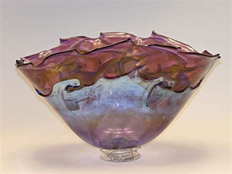 Iris Violet And Blue Bowl Dierk Van Keppel Art Glass Bowl Artful Home Contemporary Glass Art