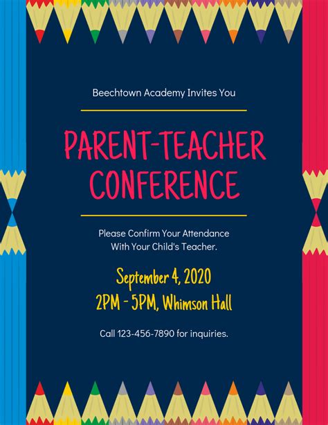 Parent Teacher Conference Poster Template Venngage Conference