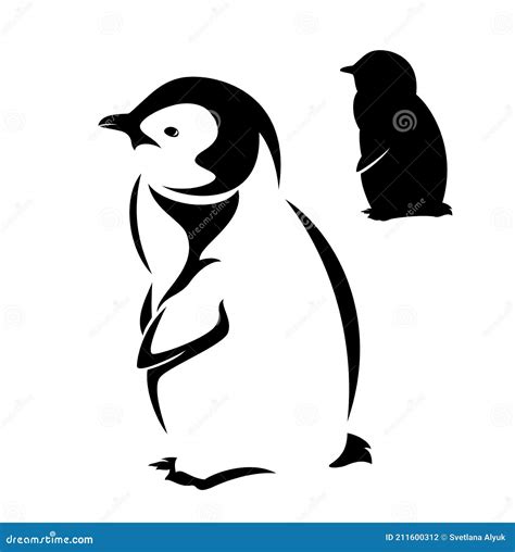 Penguin Black Silhouette Cartoon Vector 79867573