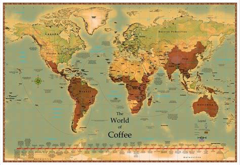 World Coffee Map 2021 Edition Exquisitely Detailed And Laminated 3