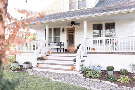 simple farmhouse front porch fall decorating farmhouse on boone