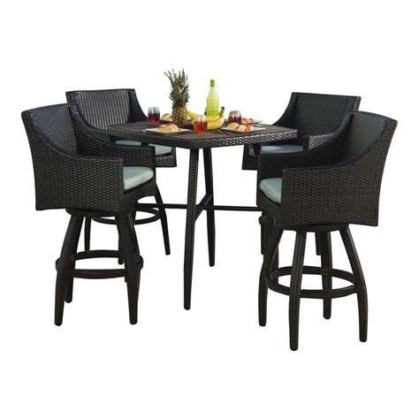 Rst Brands Deco 5 Piece All Weather Wicker Patio Bar Height Dining Set