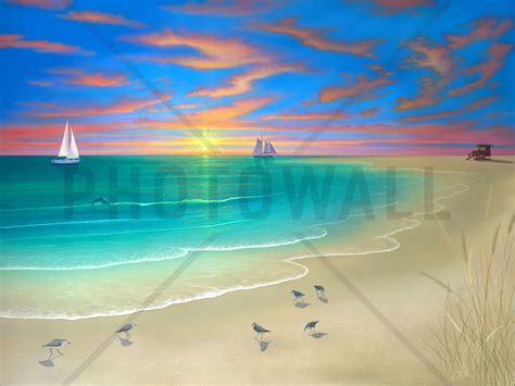 Day At The Beach Wall Mural And Photo Wallpaper Beach Painting Beach