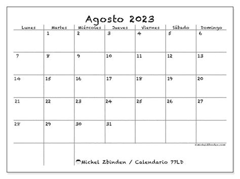 Calendario Agosto De 2023 Para Imprimir “62ld” Michel Zbinden Pa