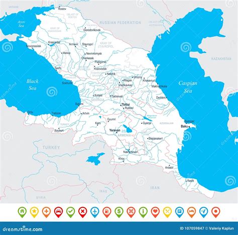 Caucasus Region Map Vector Illustration Stock Illustration