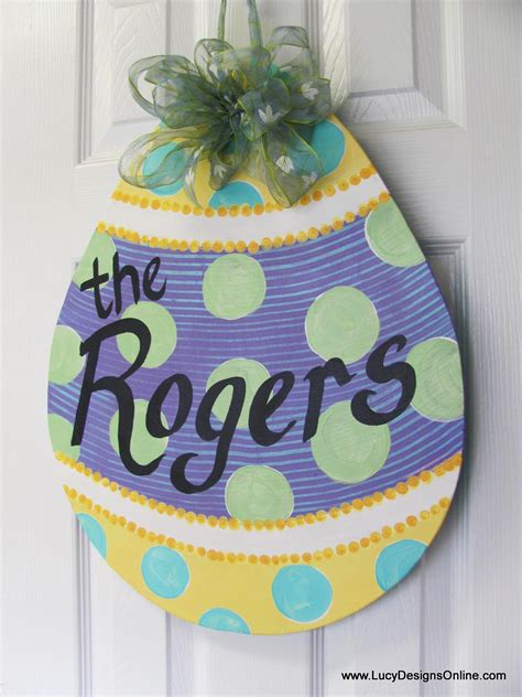 Easter Door Decor Hand Painted Egg Shaped Door Hanger Diy Lucy Designs