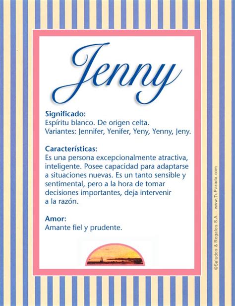 Jenny Significado Del Nombre Jenny Nombres