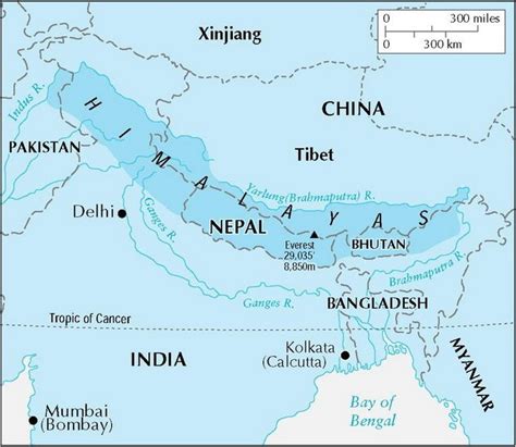 Map Of Himalayan Mountains Share Map