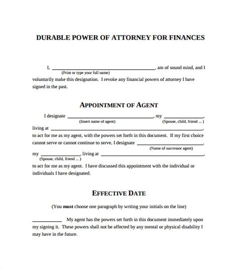 Free Durable Power Of Attorney For Health Care Form Ohio Peace Of