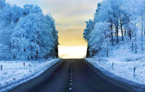 Snowy Forest Road Wallpapers 4k Hd Snowy Forest Road Backgrounds On