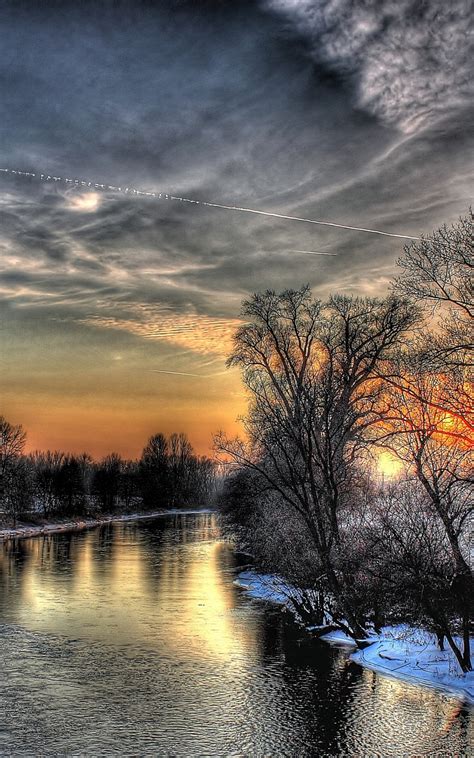 Free Download Download Wallpaper 3840x2160 Sunset Winter River Sky Hdr