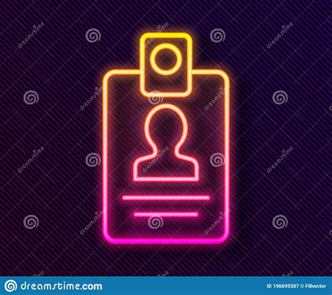 Glowing Neon Line Identification Badge Icon Isolated On Black