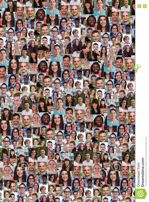 Collection Of Young People Background Collage Large Group Stock Photo