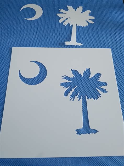 Palmetto Tree And Moon Stencil South Carolina State Flag Etsy