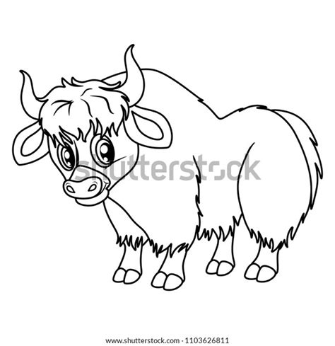 Black White Vector Illustration Happy Yak Stock Vector Royalty Free