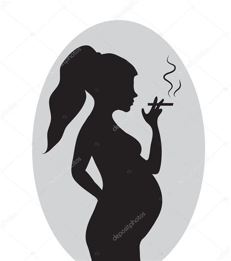 Mujer embarazada con un cigarrillo Fumadores embarazadas Ilustración