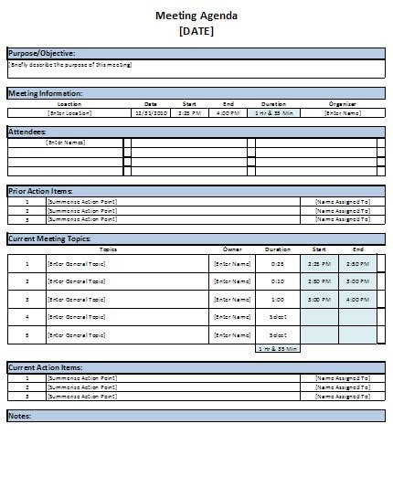 Meeting Planner Template Excel Planner Template Free