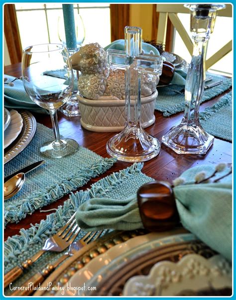 Corner Of Plaid And Paisley Easter Table Table Settings Table