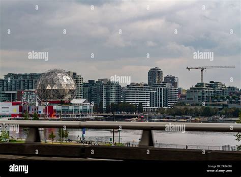 The Skyline In Vancouver British Columbia Canada With Science Worlds
