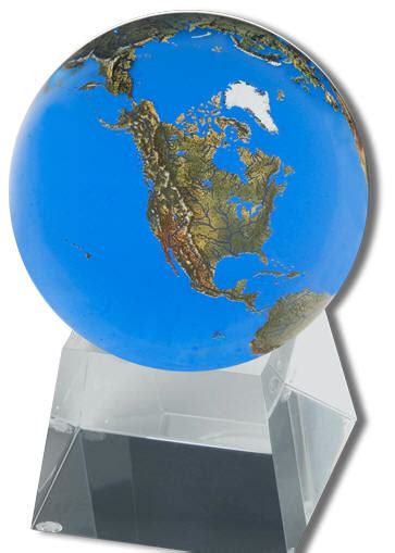 3 Crystal World Globe Aqua Blue