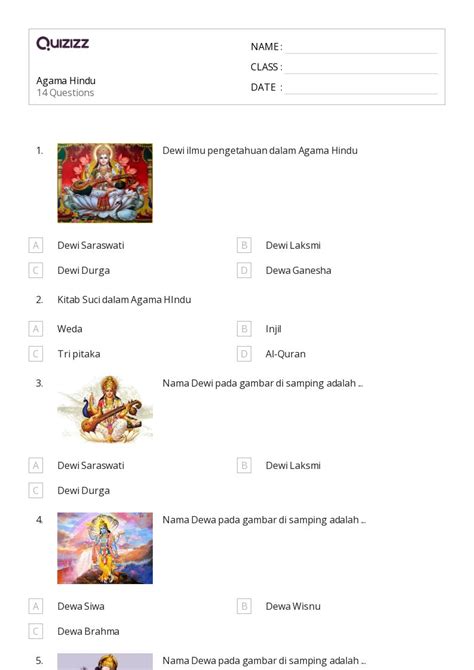 Lembar Kerja Asal Usul Agama Hindu Untuk Kelas Di Quizizz