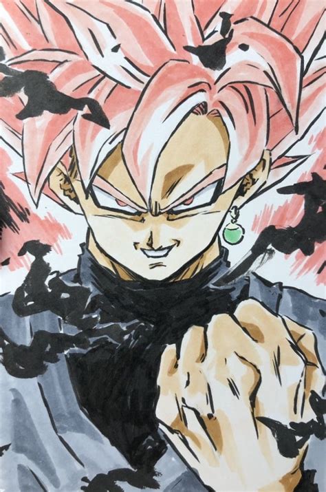 Black Gokú Dbs Dragon Ball Painting Anime Dragon Ball Super Dragon