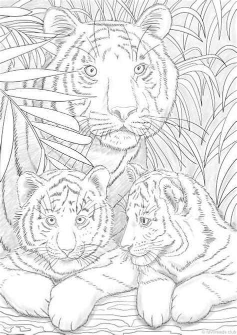 Tigers Printable Adult Coloring Page From Favoreads Coloring Book