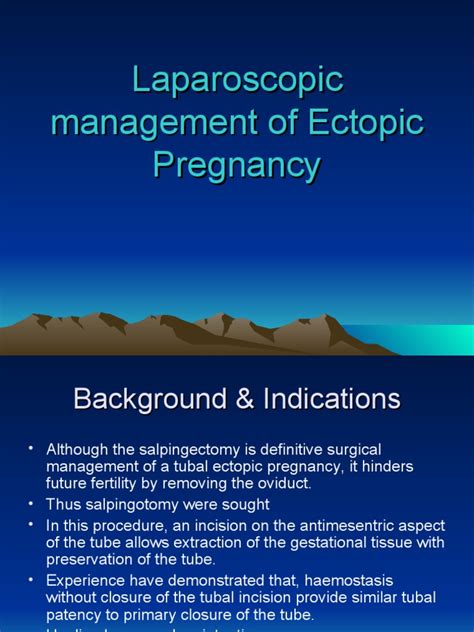 Laparoscopic Management Of Ectopic Pregnancy Pdf Medicine
