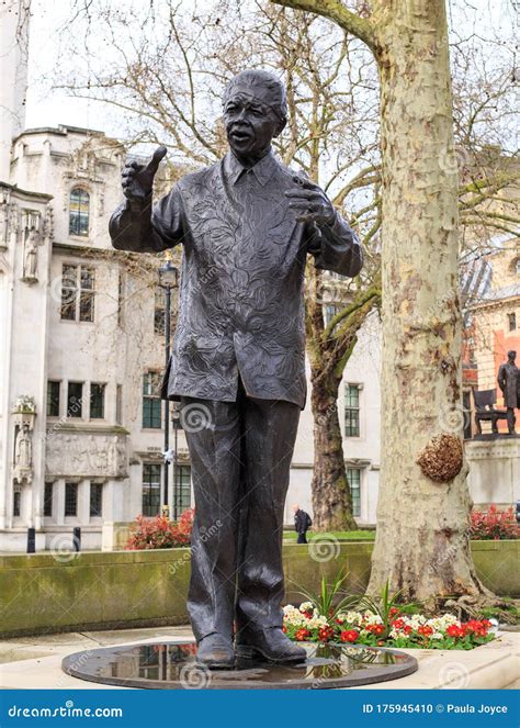 Nelson Mandela Bronze Sculpture Parliament Square London Editorial