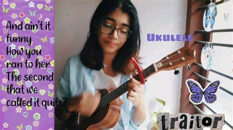 Olivia Rodrigo Traitor Acoustic Ukulele Cover With Lyrics On Screen