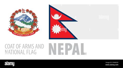Vector Set Of The Coat Of Arms And National Flag Of Nepal Stock Vector