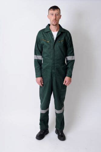 Men Unisex Reflective Zip Coverall Safety Hi Viz Boiler Suit Heavy Work
