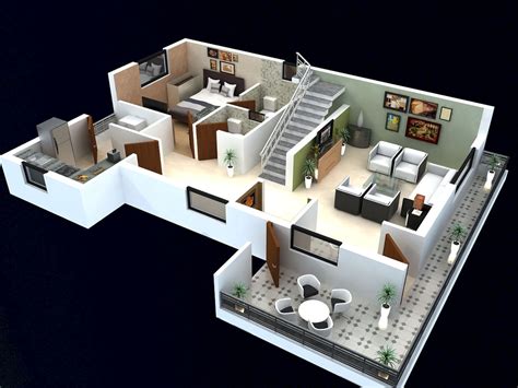 2 Story 3d House Plan Omahdesignku