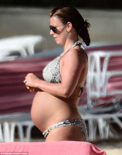 Pregnant Coleen Rooney Is Blooming In Snakeskin Bikini In Barbados Daily Mail Online