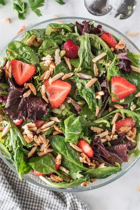 Green Salad With Strawberries And Sugared Almonds Recipe Girl