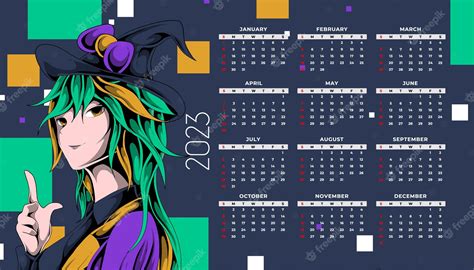 Premium Vector Anime Calendar 2023 Design Template