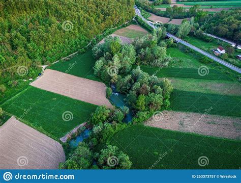 Aerial Shot Of The River Jasenica In Oplenac Topola Serbia Stock