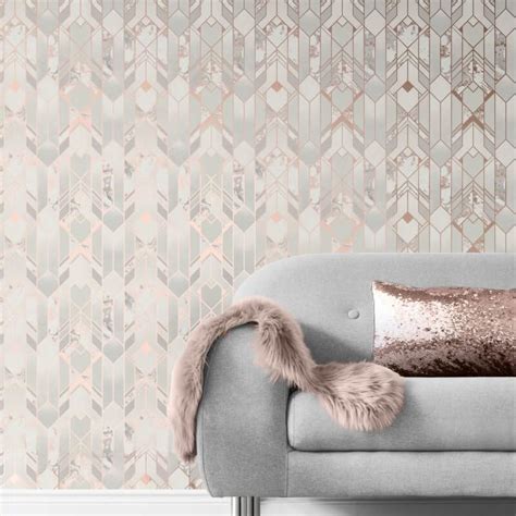 Elixir Geo Rose Gold In 2021 Marble Effect Wallpaper Feature Wall