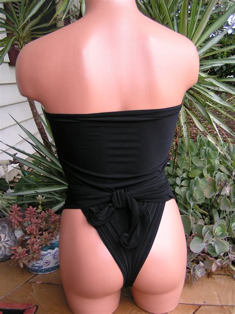 Extra Small Bathing Suit Wrap Around Swimsuit Black On Luulla