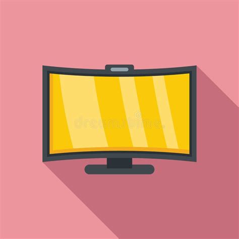 Curved Monitor Icon Flat Vector Computer Screen Stock Vector