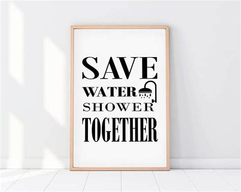 Save Water Shower Together Funny Bathroom Bathroom Wall Etsy Save